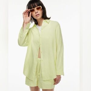 $88 WILFRED FREE ARITZIA Sail Shirt Womens S (Run M-L) Seersucker Cotton EUC